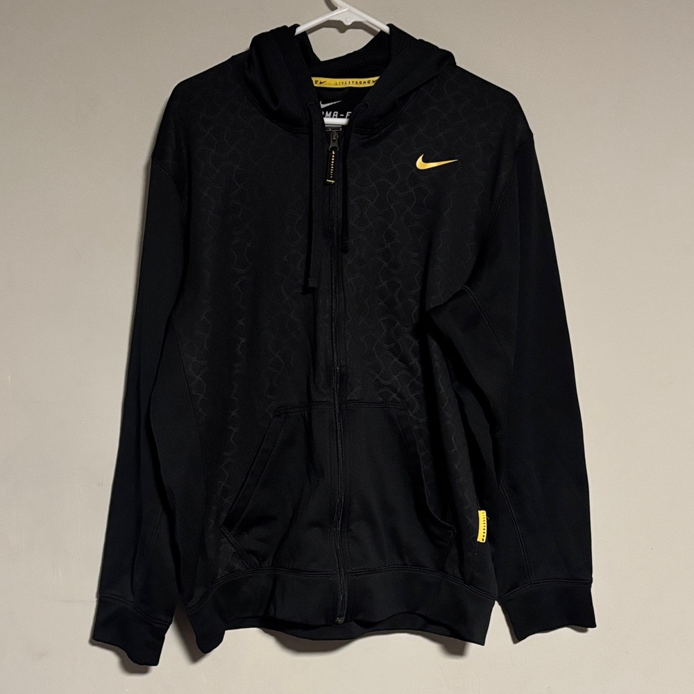 Nike Men's Livestrong Therma-Fit Black and Yellow Zip Hoodie Sz. L